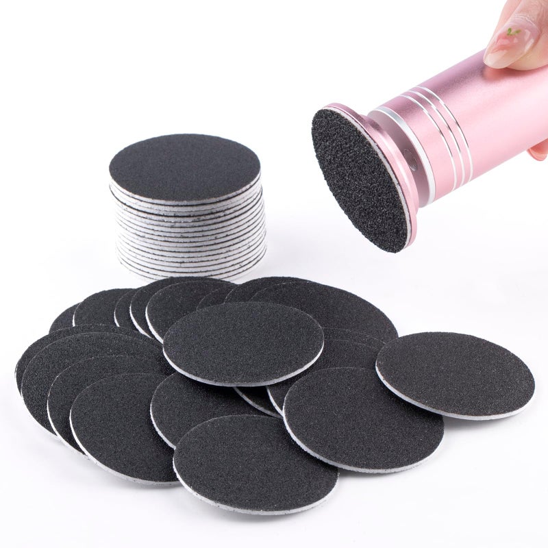 BNG 60pcs Foot File Replacement Sandpaper Discs Self-Adhesive Electric Pedicure Foot Sanding Pads for Callus Remover, Professional 4.2CM Foot Refile Pads for Women Men Hard Dead Skin (#100)